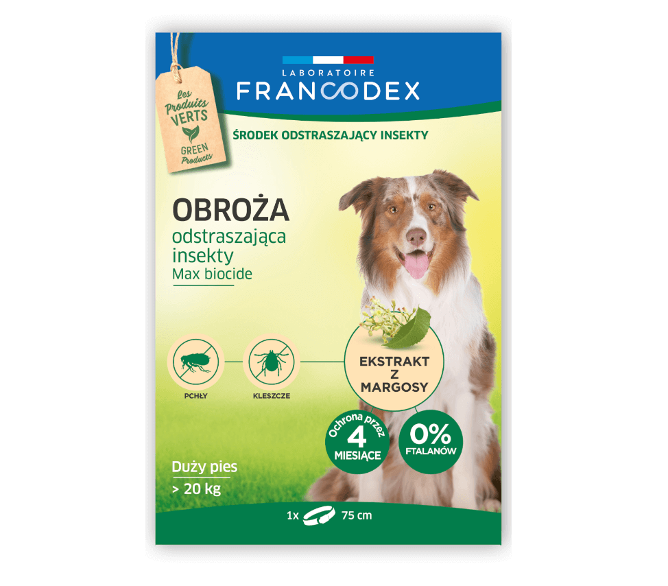 FRANCODEX Obroża na insekty dla psów >20 kg, 75 cm