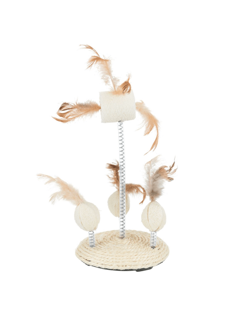 Zabawka dla kota z piórkami i trukwą na sprężynie 30 cm