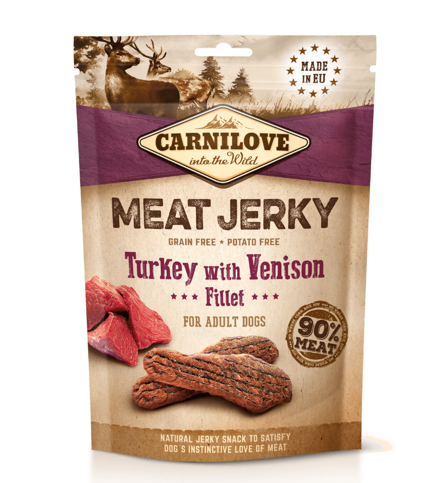 Carnilove Jerky Indyk & Dziczyzna 100g – 90% mięsa