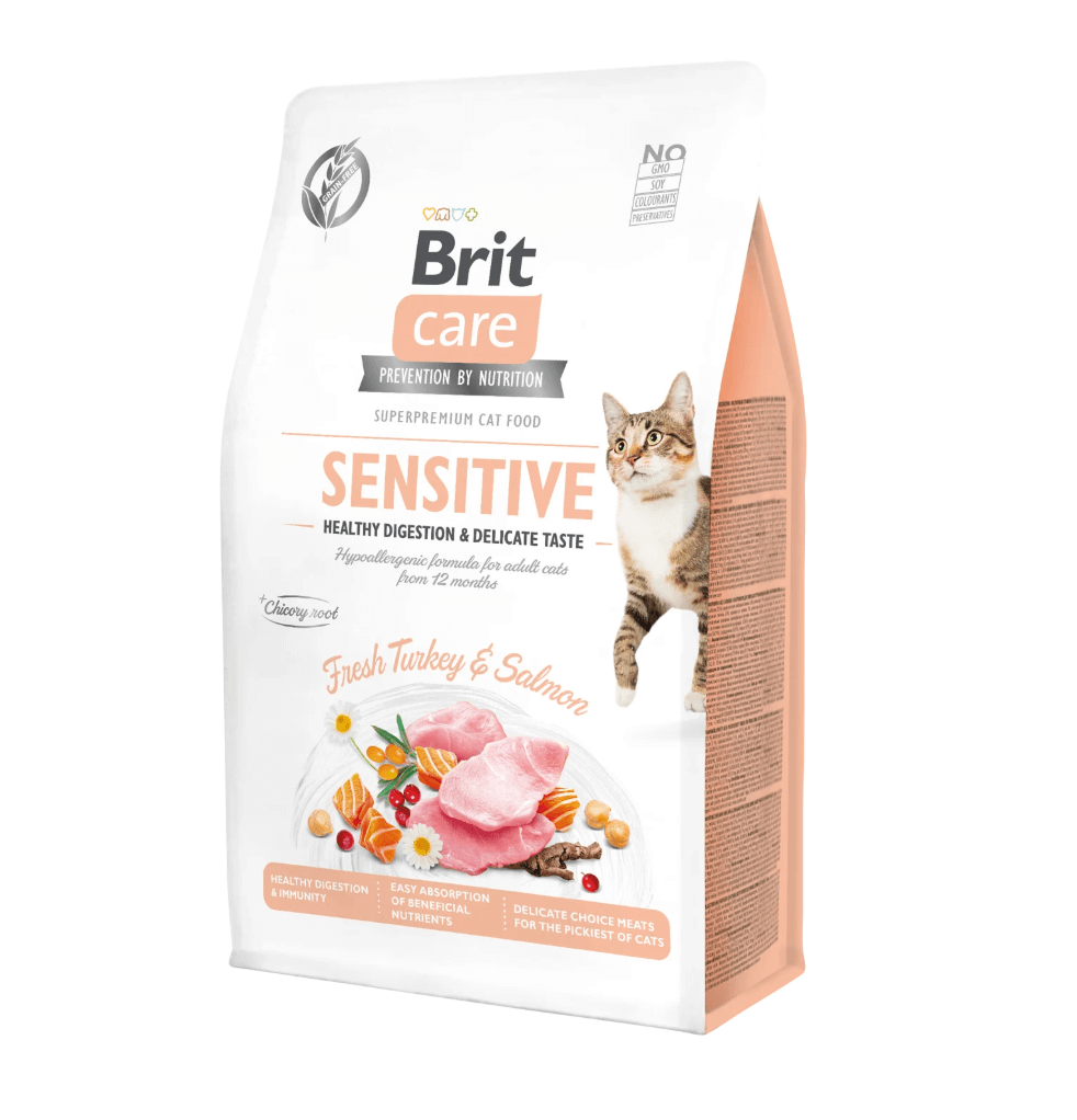 Brit Care Cat Sensitive – indyk i łosoś, zdrowe trawienie