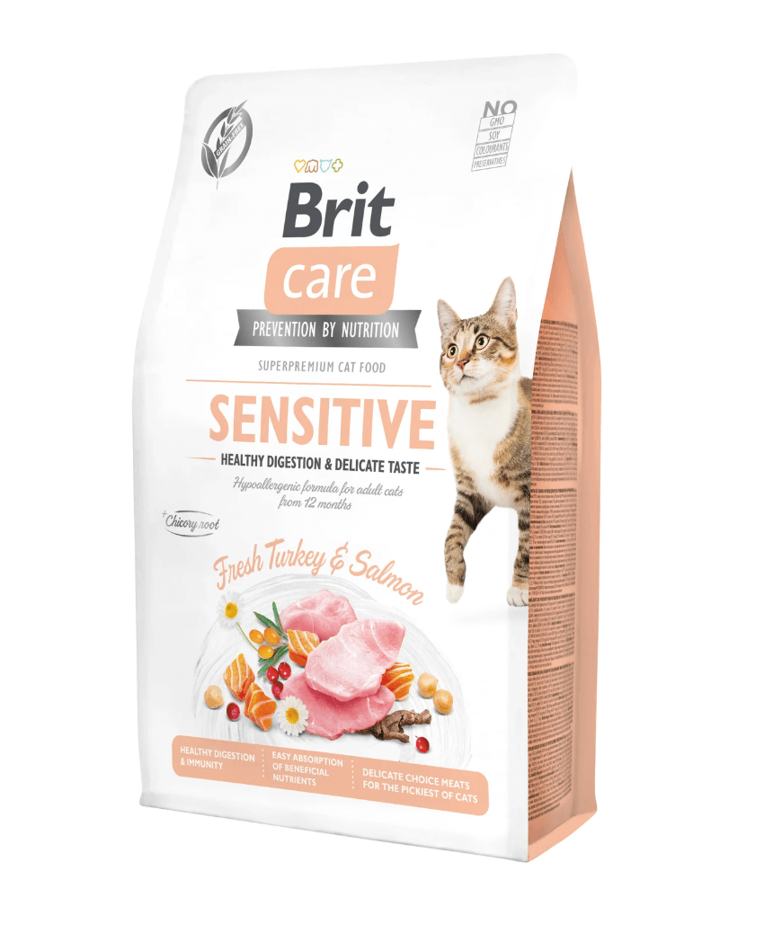 Brit Care Cat Sensitive – indyk i łosoś, zdrowe trawienie