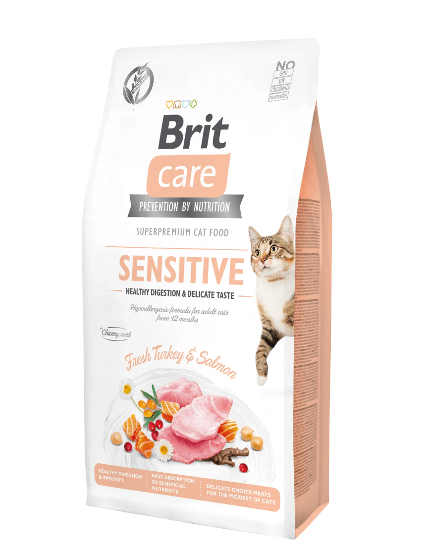 Brit Care Cat Sensitive – indyk i łosoś, zdrowe trawienie