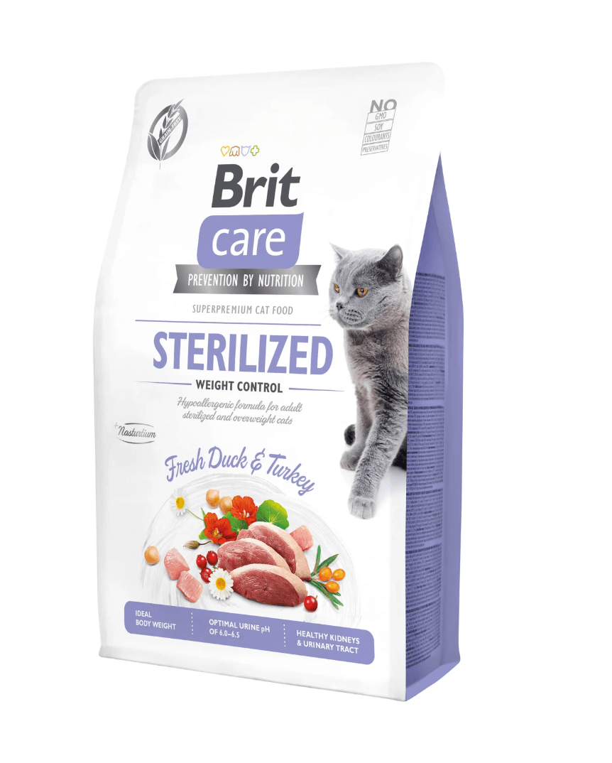 Brit Care Cat Sterilized – kaczka i indyk, kontrola wagi i zdrowy mocz