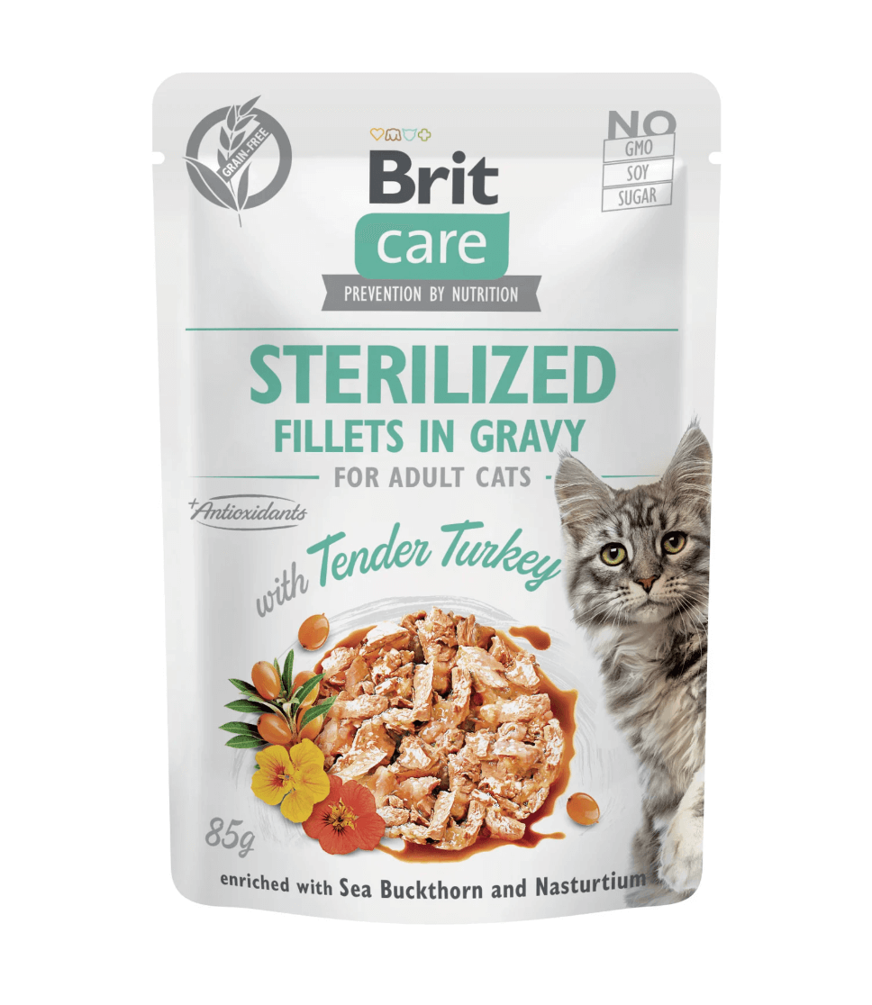 Brit Care Sterilized Indyk w sosie 85g – mokra karma dla kota