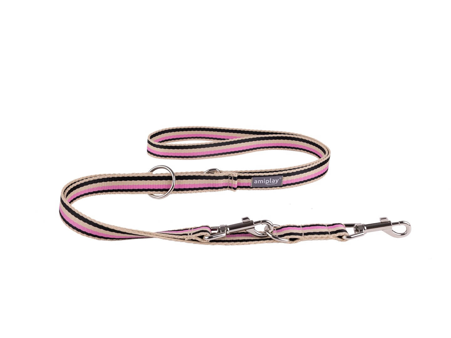 Smycz dla psa Regulowana 6in1 Amiplay Popular w kolorze Czarno-Różowy