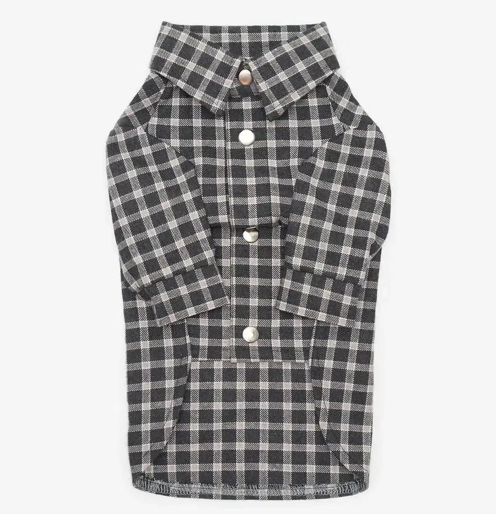 Koszula w paski dla psa – 100% bawełna, ręczne szycie w kolorze czarnym