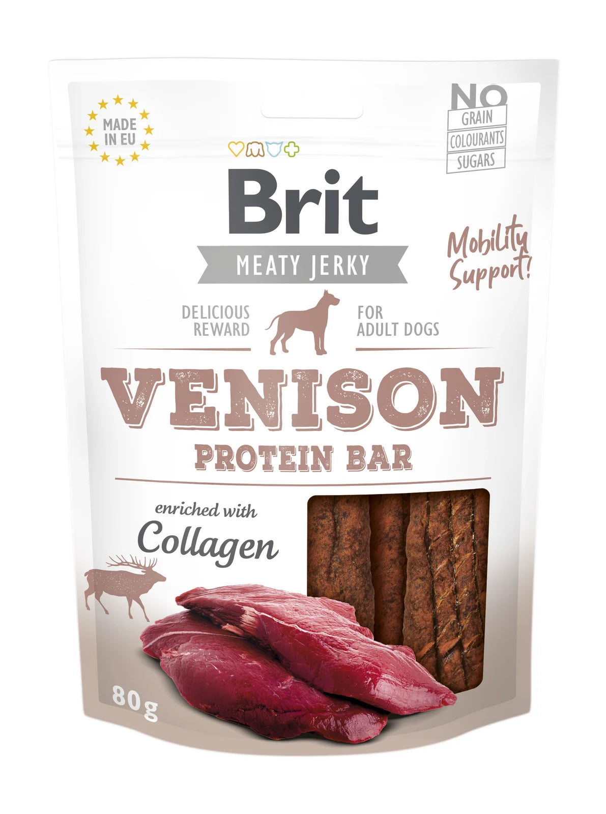 Brit Jerky Venison Protein Bar – 85% mięsa i kolagen 80g