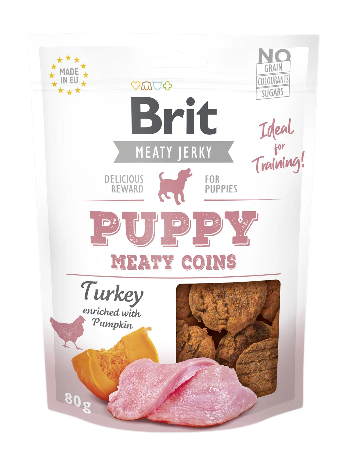 Brit Jerky Meaty Coins Puppy – 85% mięsa indyka i kurczaka