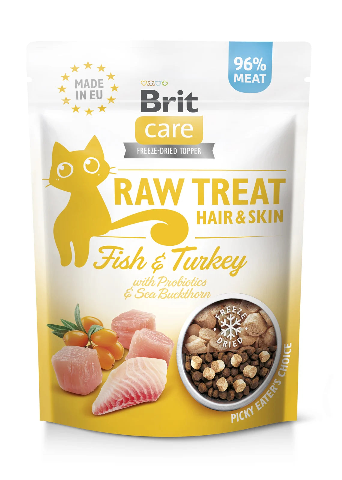 Brit Raw Treat Cat Hair & Skin – ryba i indyk, 40g