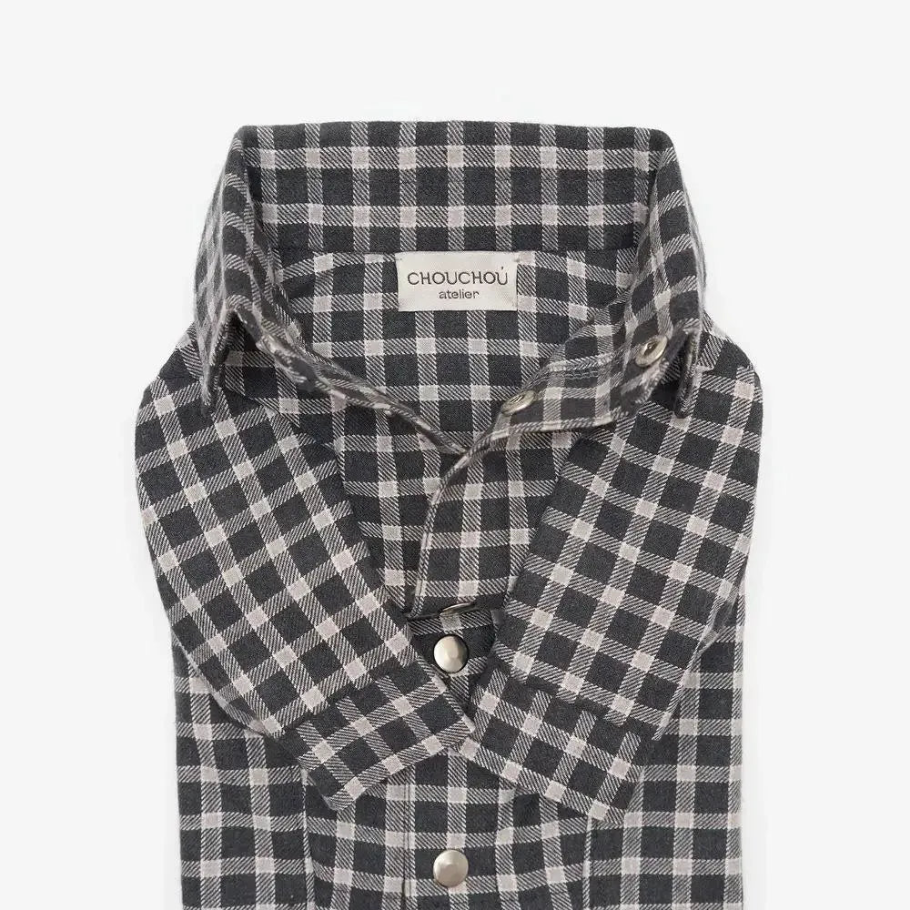 Koszula w paski dla psa – 100% bawełna, ręczne szycie w kolorze czarnym