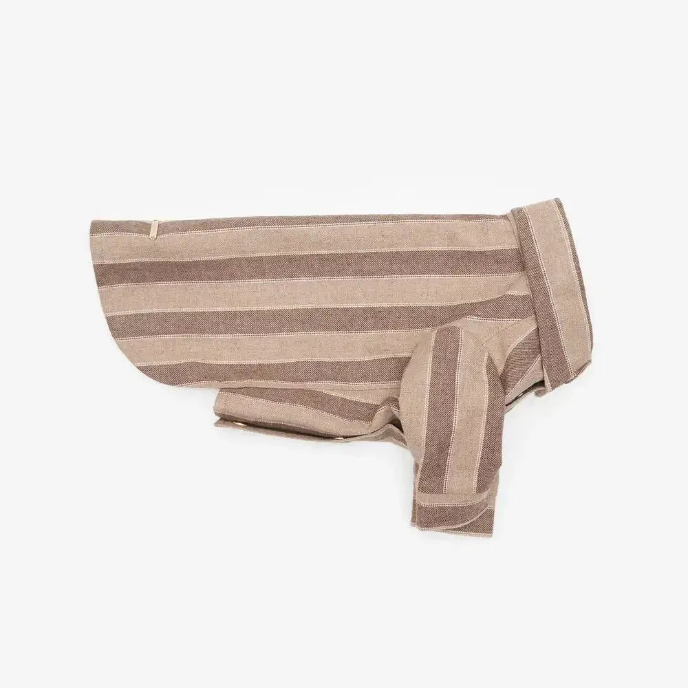 Koszula w paski dla psa – 100% bawełna, ręczne szycie w kolorze beżowym