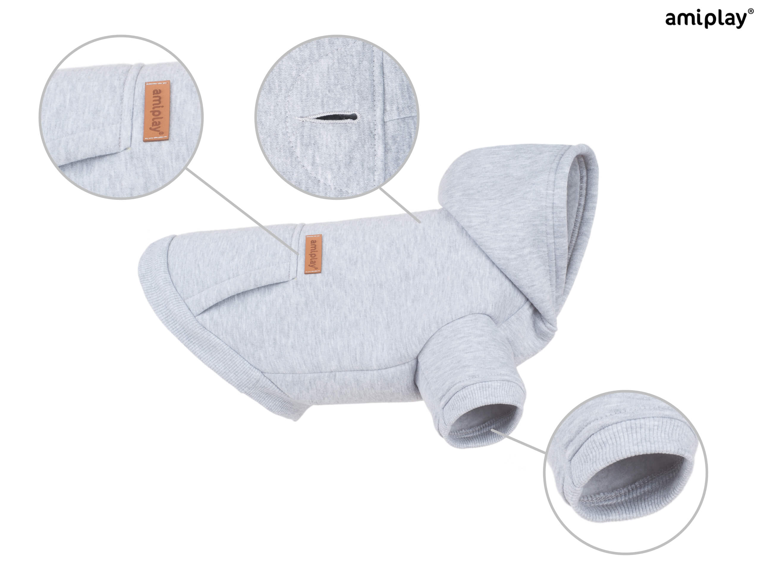 Bluza z kapturem dla psa Texas – w kolorze Szarym