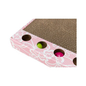 Drapak kartonowy z zabawkami dla kota 48×25 cm