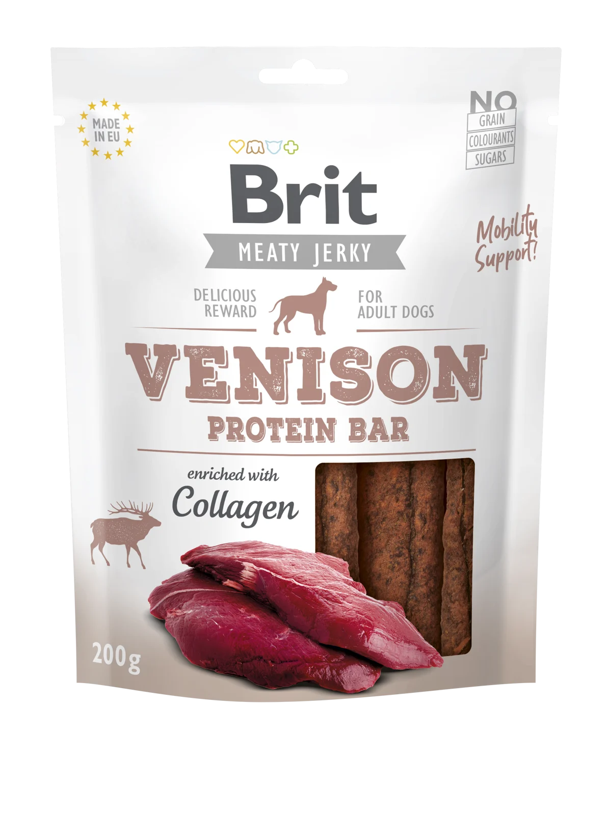 Brit Jerky Venison Protein Bar – 85% mięsa i kolagen