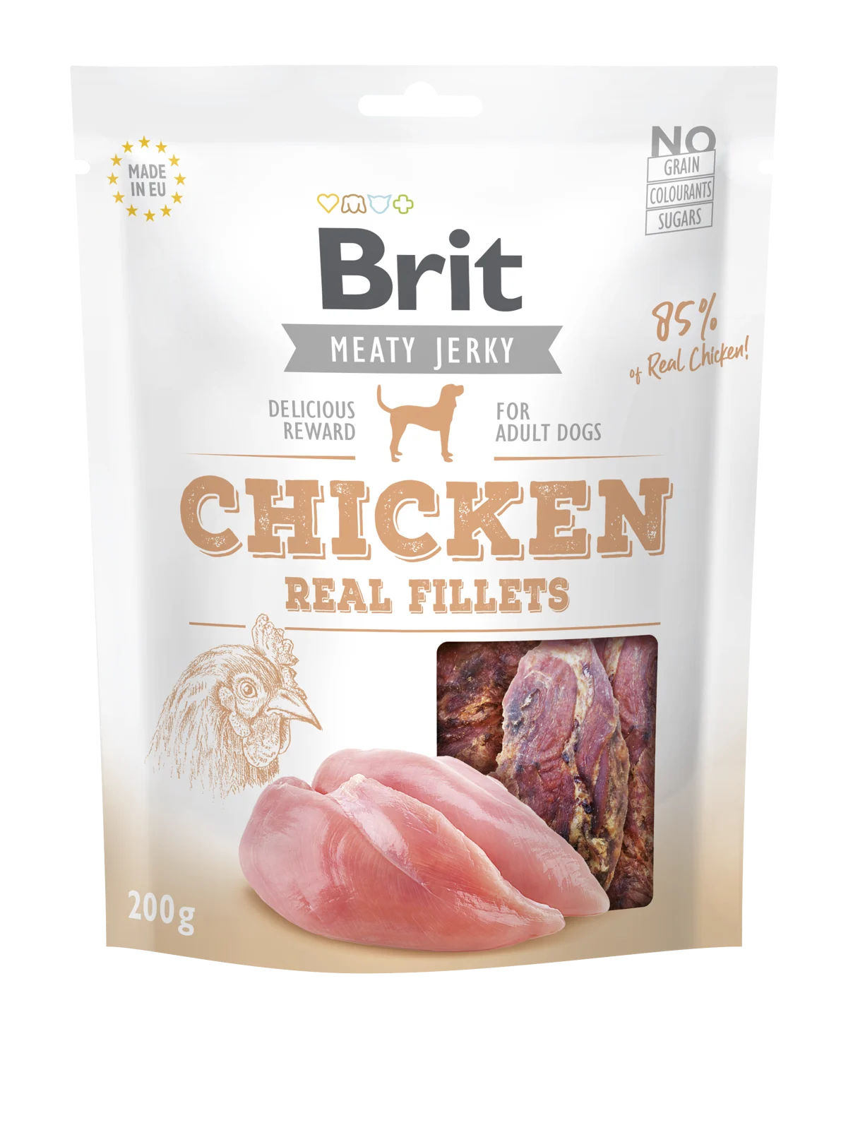 Brit Jerky Beef & Chicken – 85% mięsa dla dorosłych psów 80g