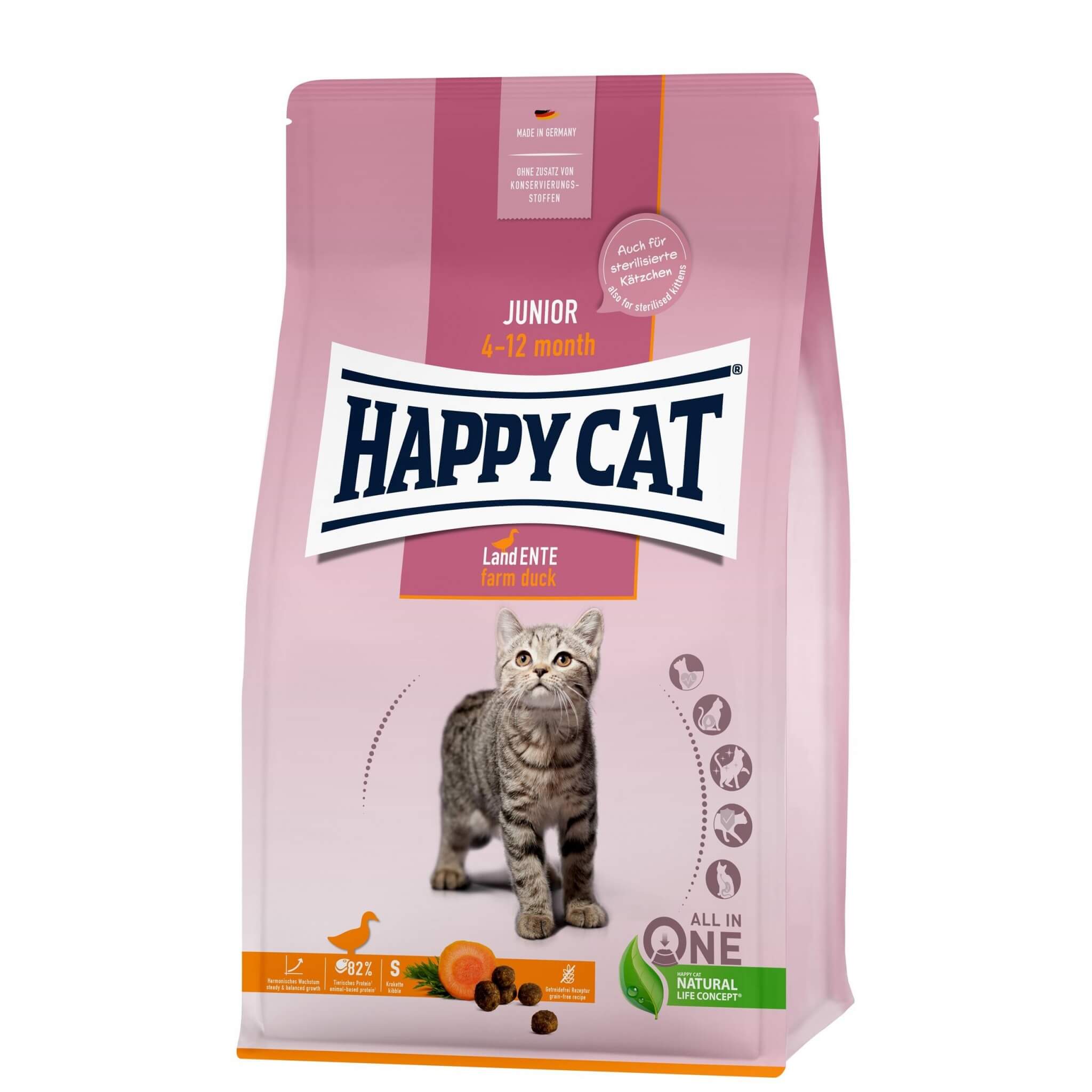 Happy Cat Junior Kaczka bezzbożowa 4–12 mies. – 4 kg