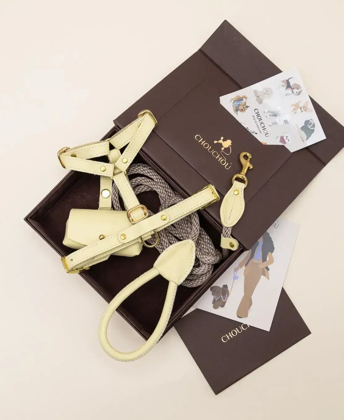 Luksusowy komplet akcesoriów dla psa – ręcznie robiony, premium