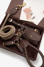 Luksusowy komplet akcesoriów dla psa – ręcznie robiony, premium