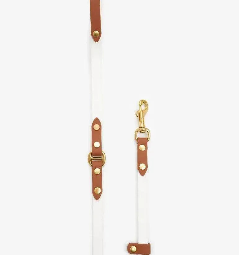 Smycz dla psa „BioThane” – w kolorze biały z jasnym brązem