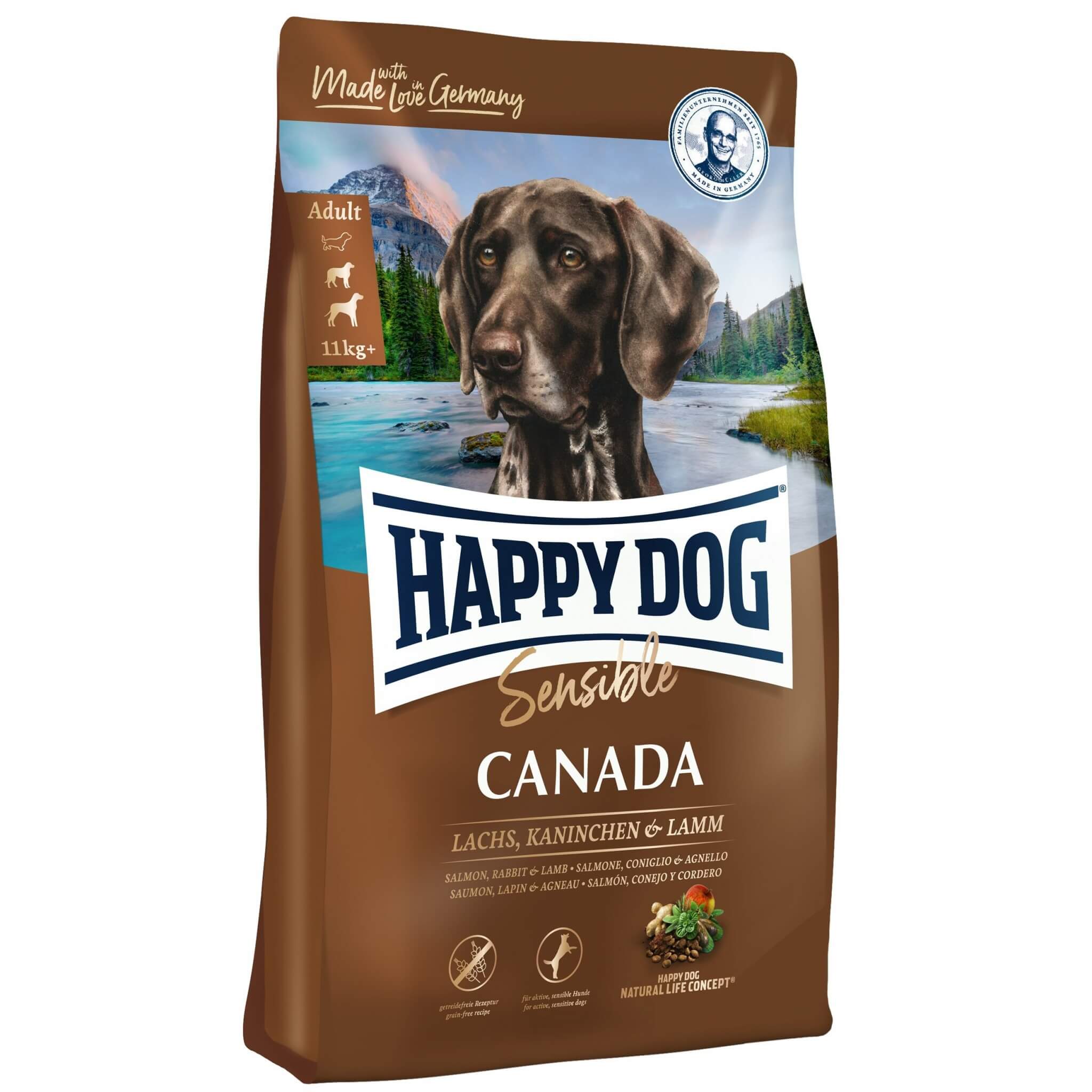 Happy Dog Canada – bez zbóż z łososiem i królikiem 11kg