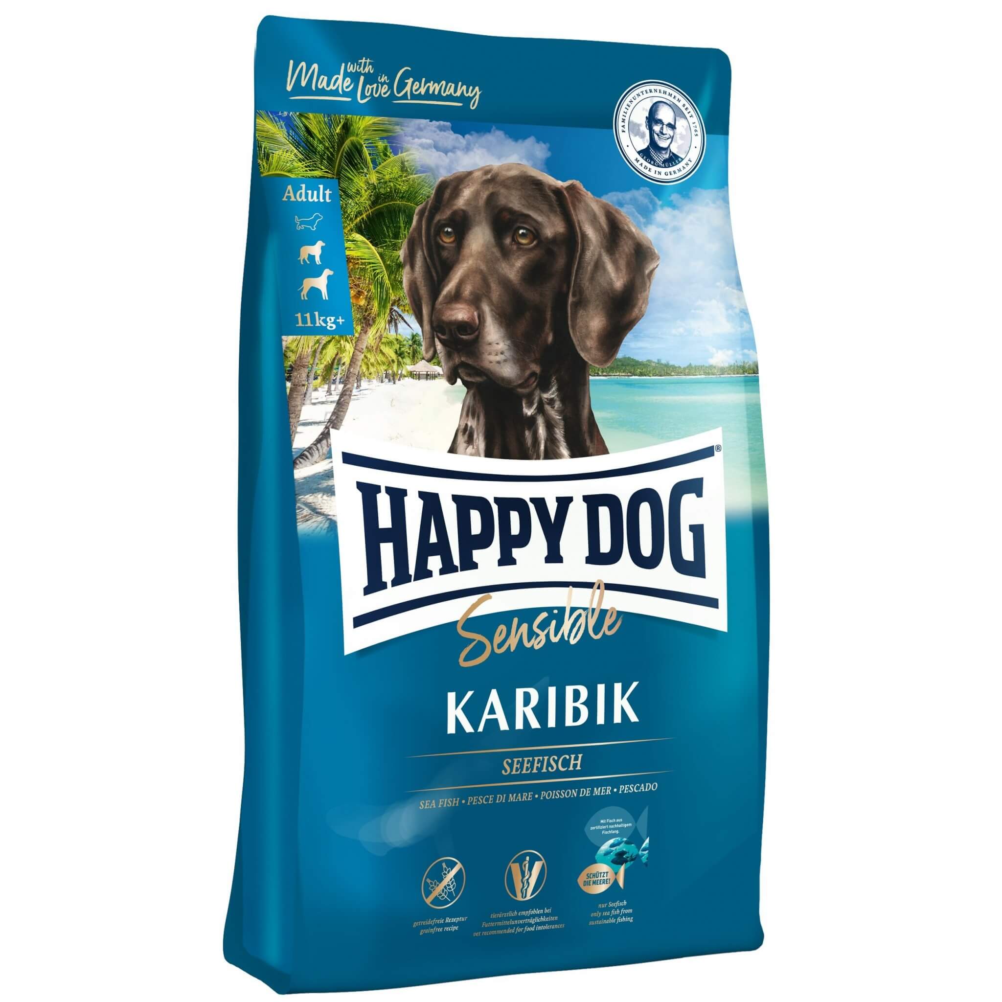 Happy Dog Karibik – bezzbożowa z rybą morską 11kg