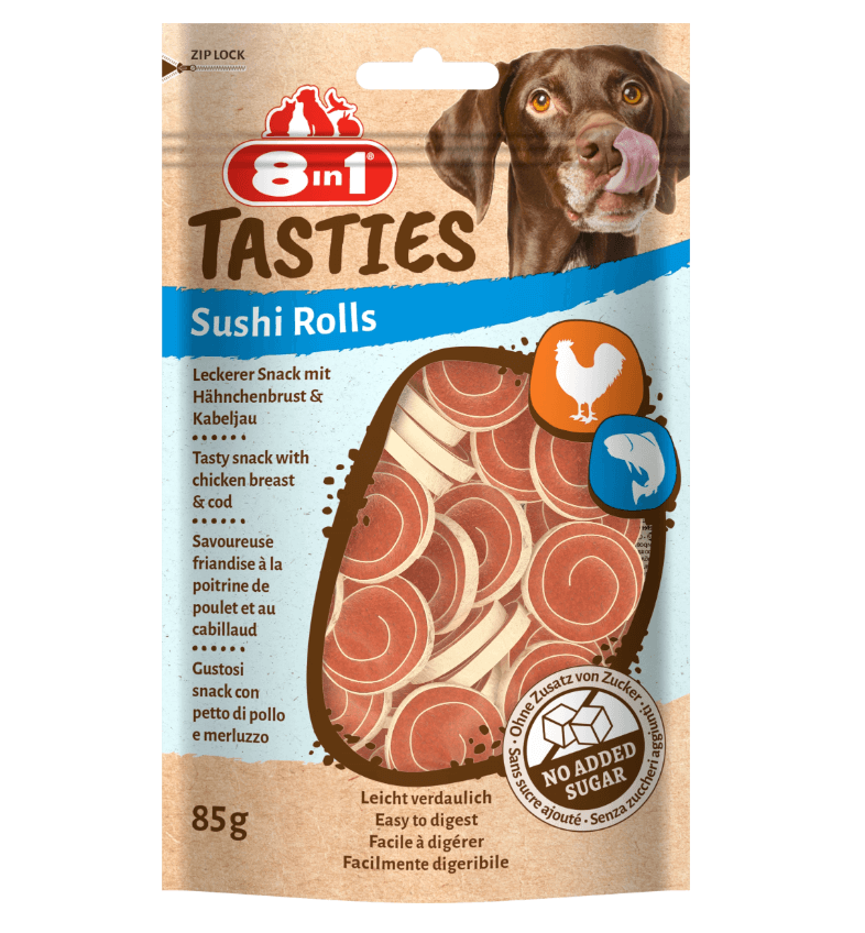 8in1 Tasties Sushi Rolls – przysmak z kurczakiem i dorszem
