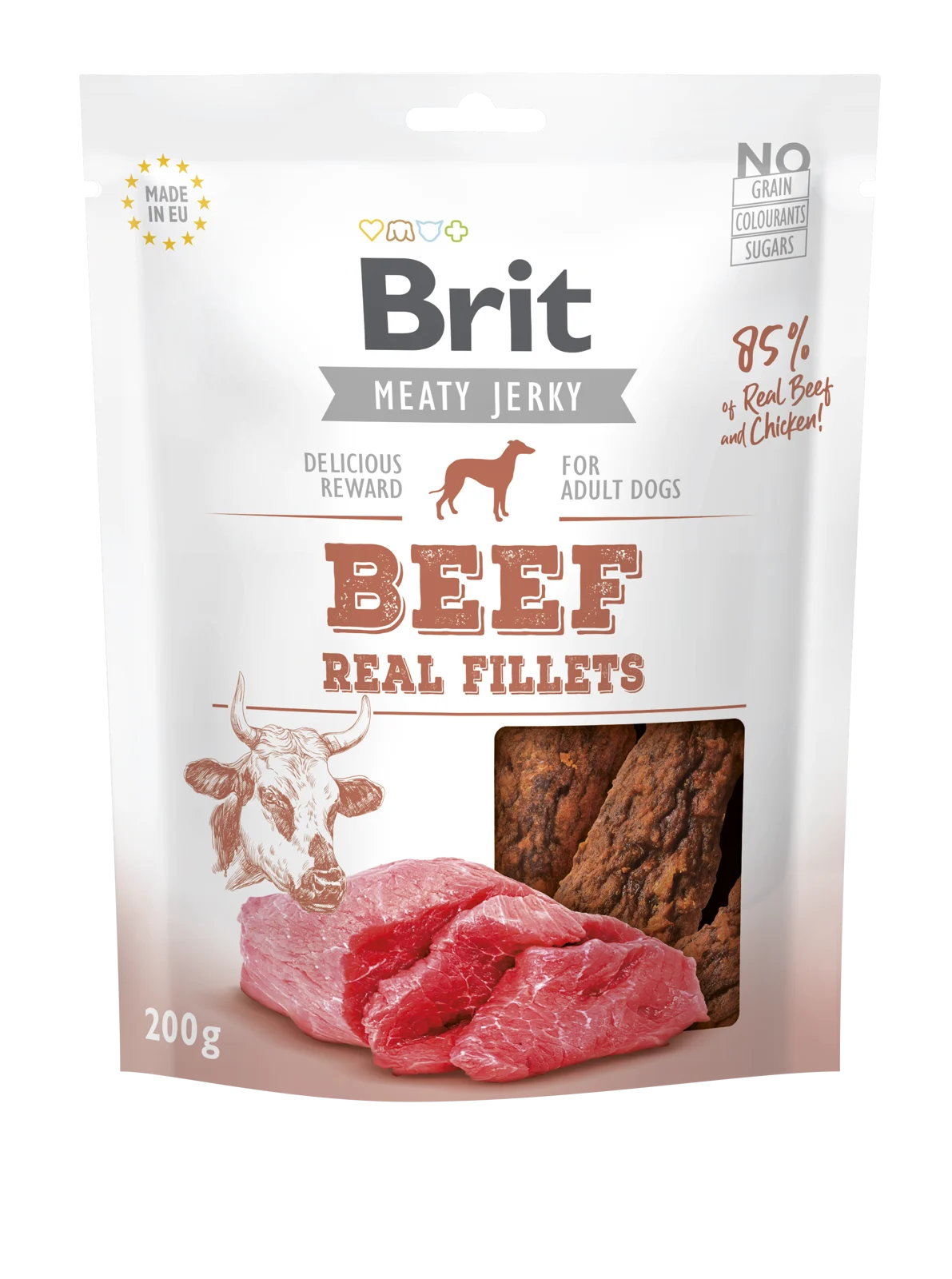 Brit Jerky Beef & Chicken – 85% mięsa dla dorosłych psów 200g